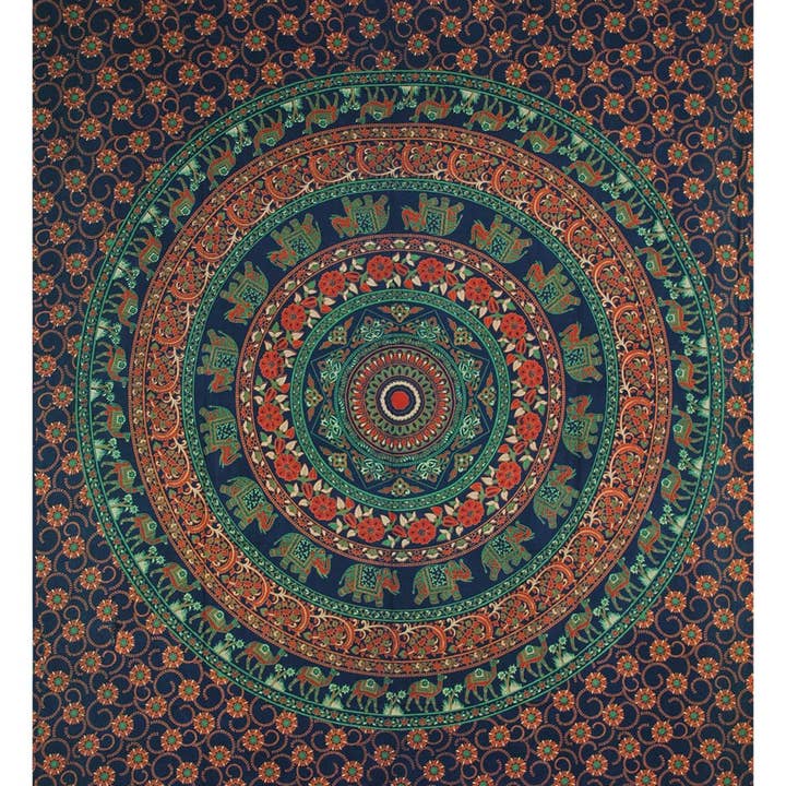 Lungta Imports - Wholesale Tapestry/Textile - Elephant Mandala Tapestry Wall Decor Beach Throw 80”X50”4