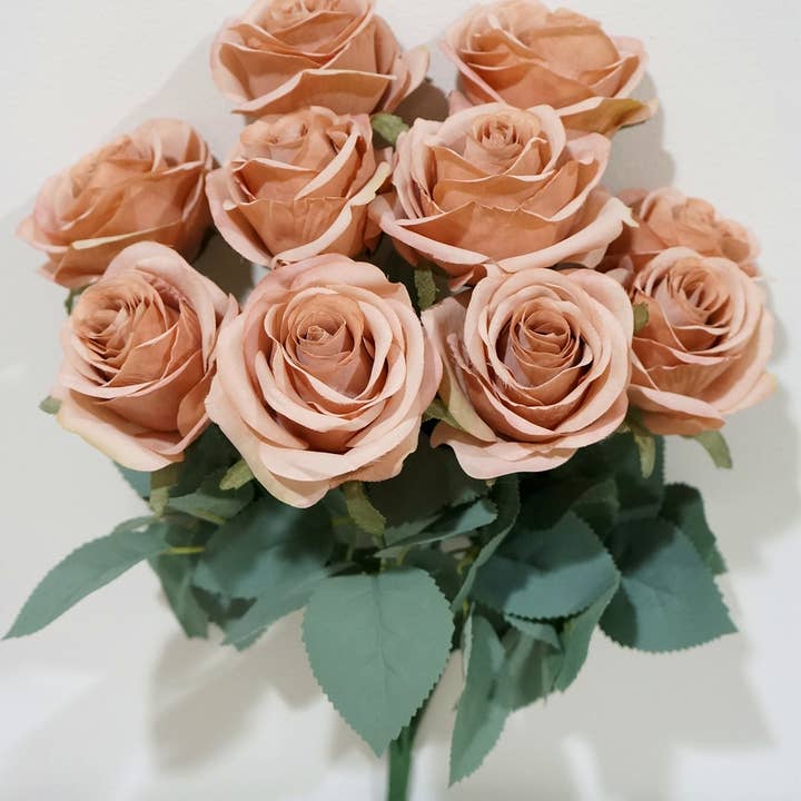 Sweet Home Deco - Wholesale Artificial Flowers - Princess Diana Rose Silk Artificial Flower Bunch, 10 Heads