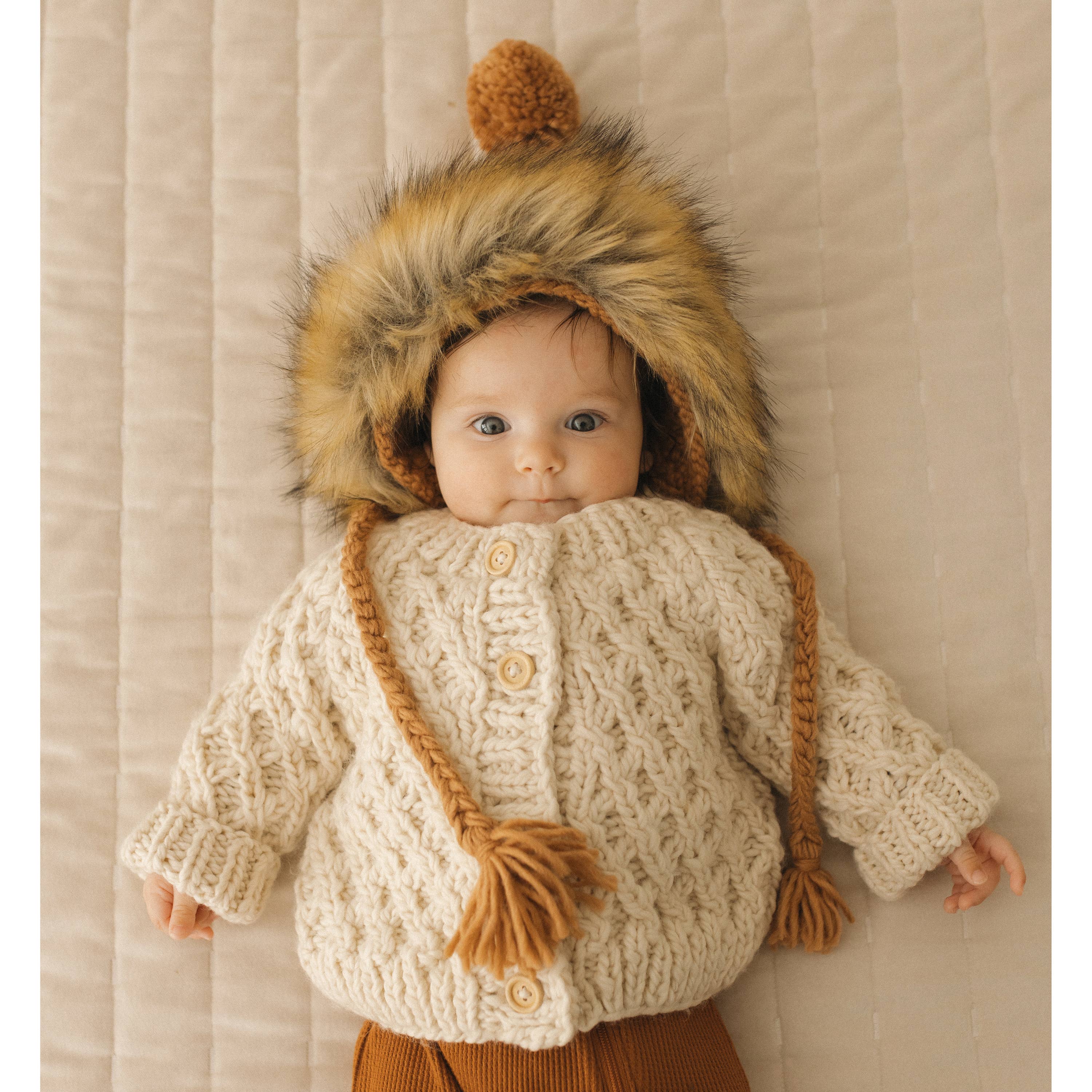Huggalugs - Wholesale Cardigan - Baby - Waffle Cardigan Sweater Natural Baby & Toddler3