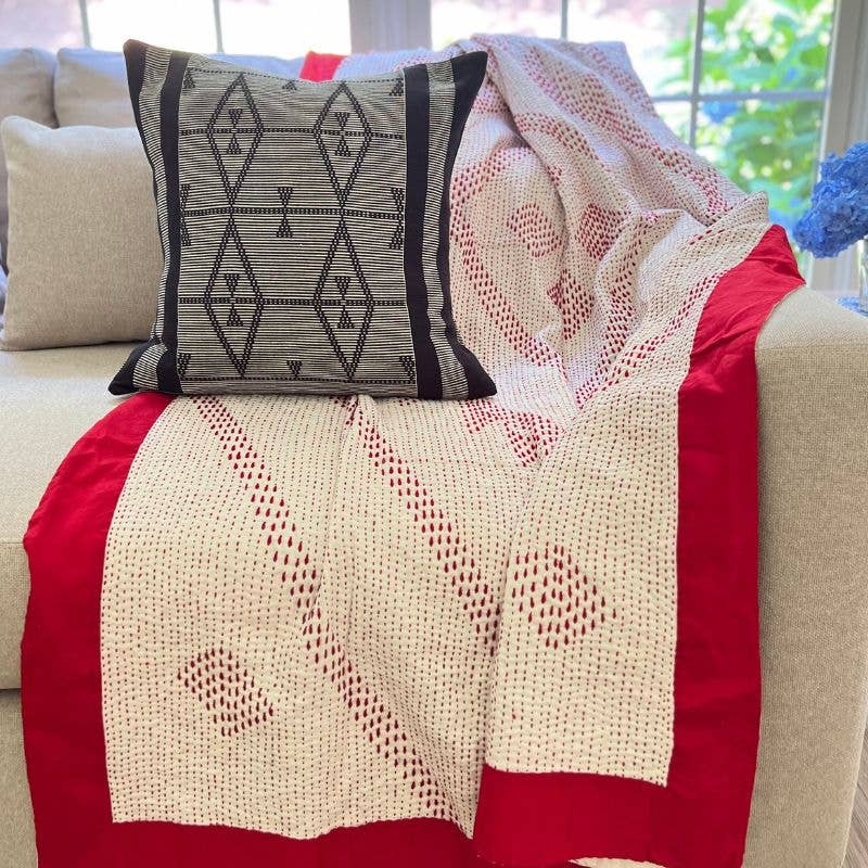 Terracotta and Indigo Pattern on Off White Black Rock Pillow Cover for wholesale on Faire4