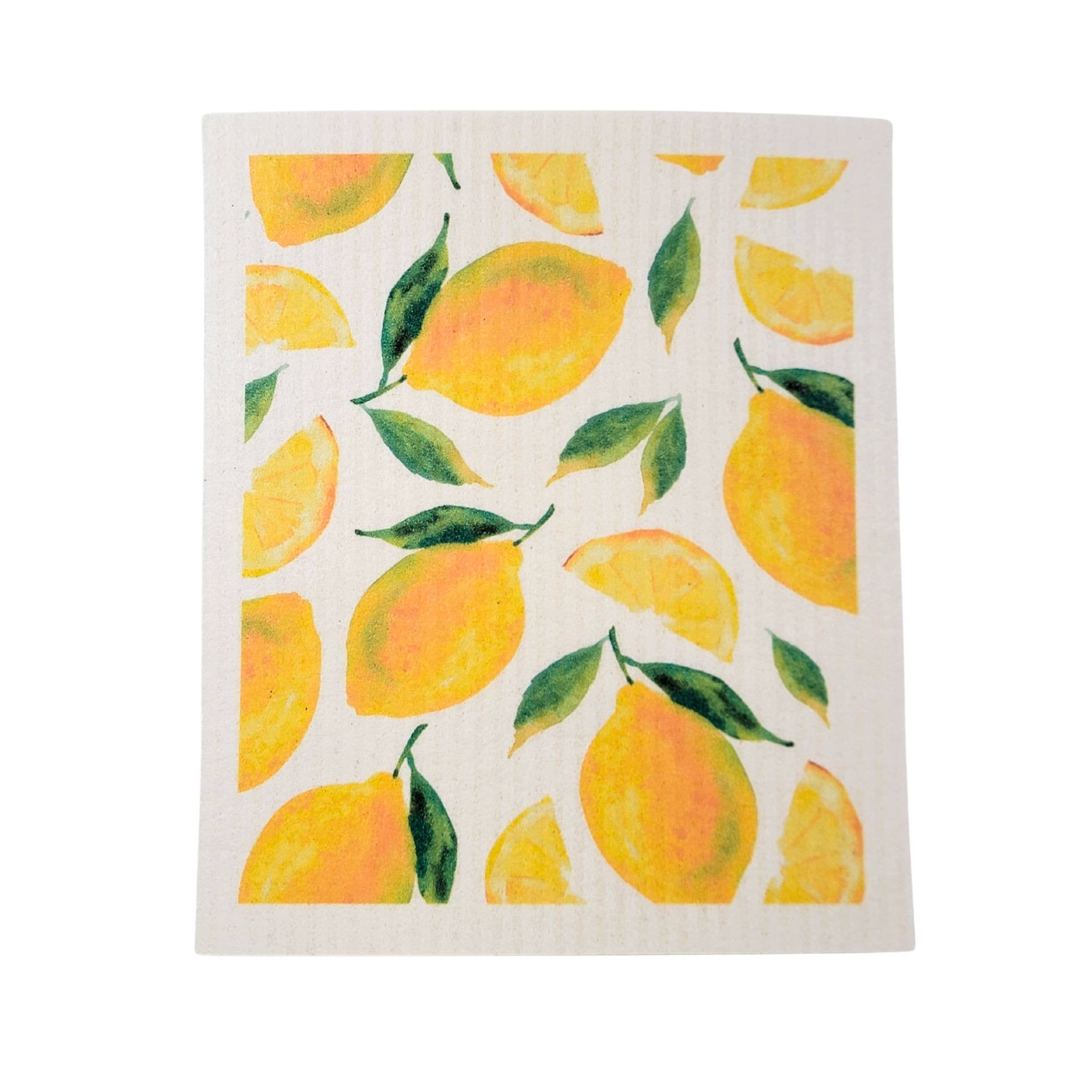 Driftless Studios - Wholesale Dishcloth - Patterned Lemon Swedish Dishcloth - Swedish Dishcloths