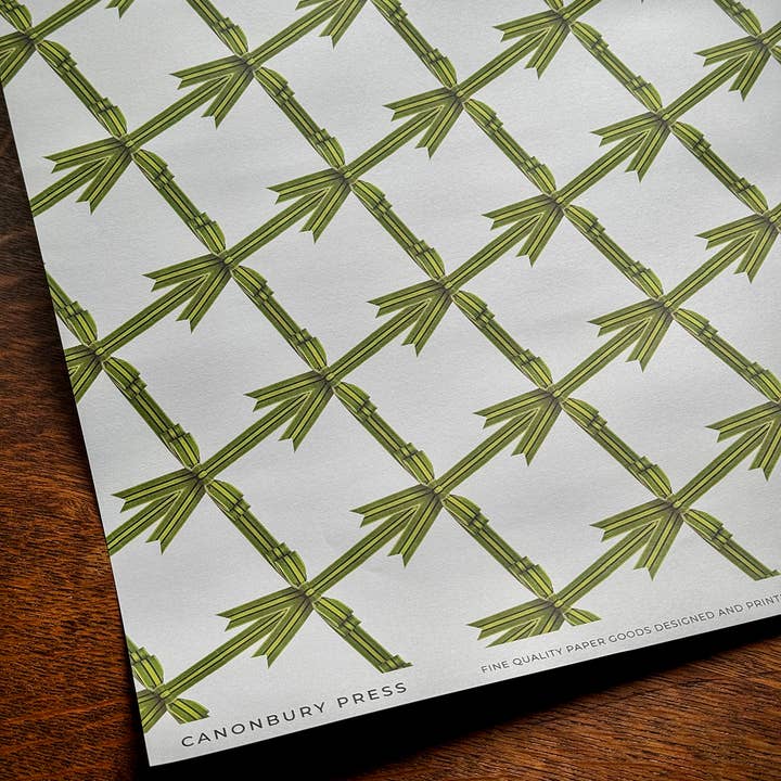Canonbury Press - Wholesale Wrapping Paper Roll - Green Bow Wrapping Paper1