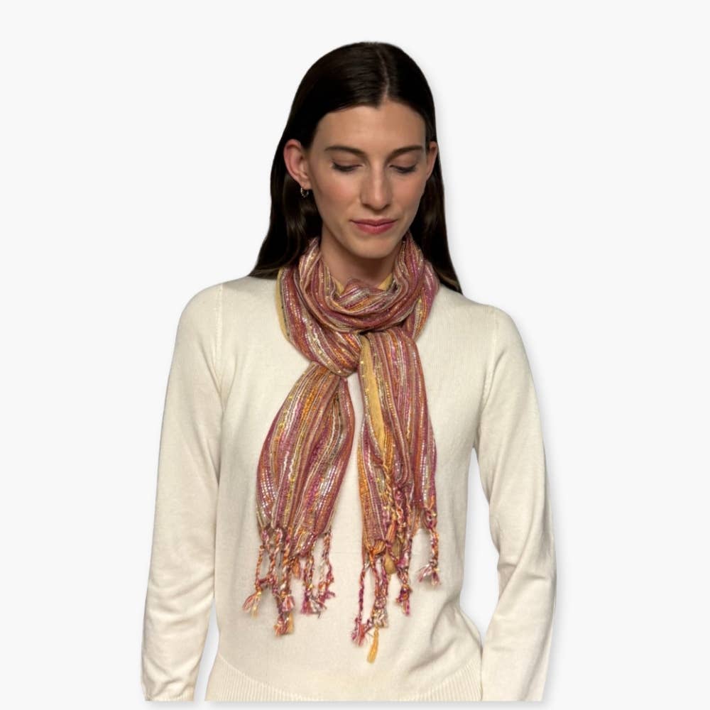 Humble Hilo – wholesale Scarf – Women's – Humble Hilo Multicolored Thread Artisan Scarf151