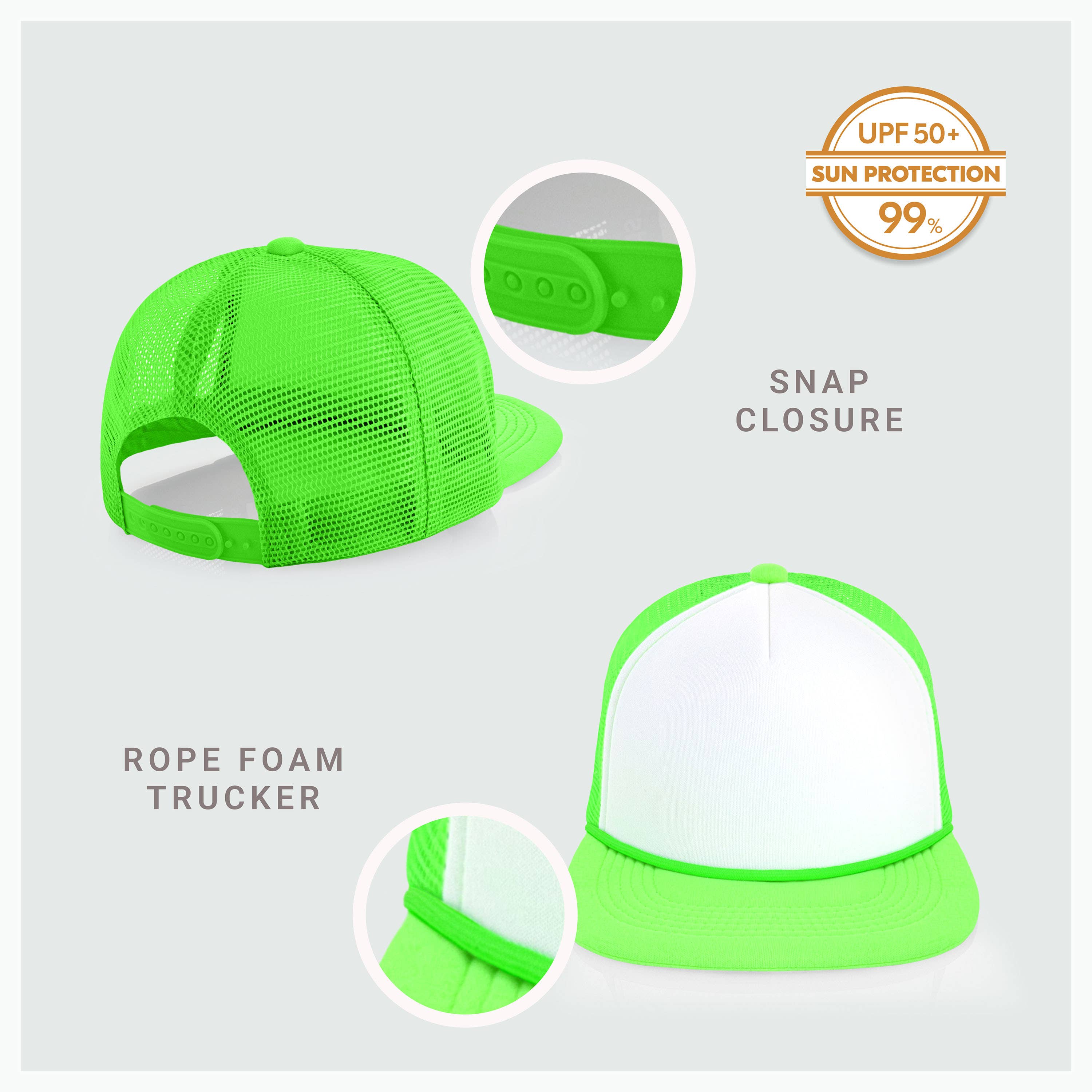 ChoKoLids - Wholesale Trucker Hat - Men's - CHOK.LIDS Plain Two-tone Foam Trucker Flat Bill Cap with Rop43