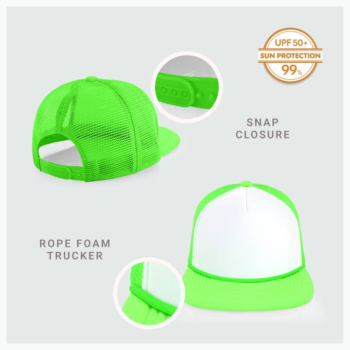 ChoKoLids - Wholesale Trucker Hat - Men's - CHOK.LIDS Plain Two-tone Foam Trucker Flat Bill Cap with Rop43