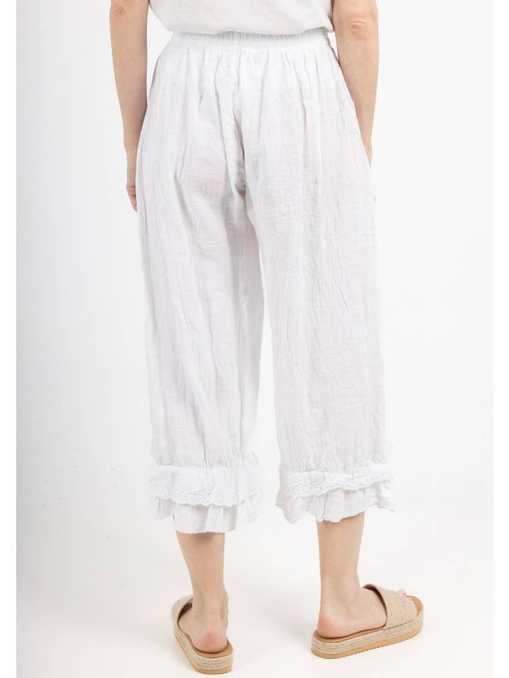 la maison des fibres naturelles - Wholesale Pants - Women's - Fancy eyelet embroidery trousers 9204 100% linen