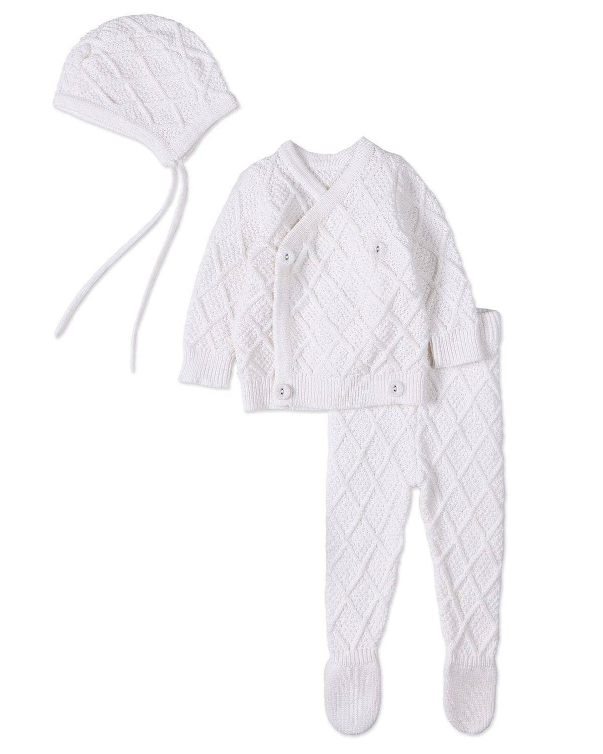 White Simply Sweet 3 Pc Knit Set for wholesale on Faire0