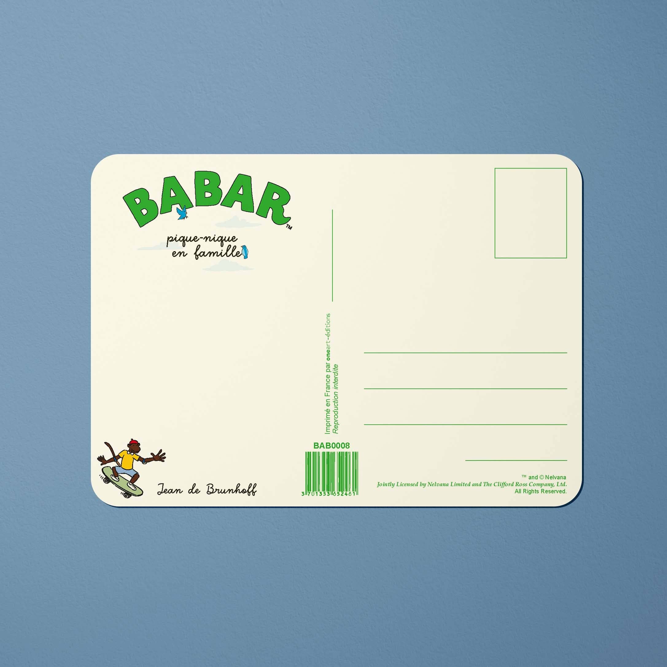 Oneart - Wholesale Postcard - Postcard Babar Babar family picnic - BAB00082