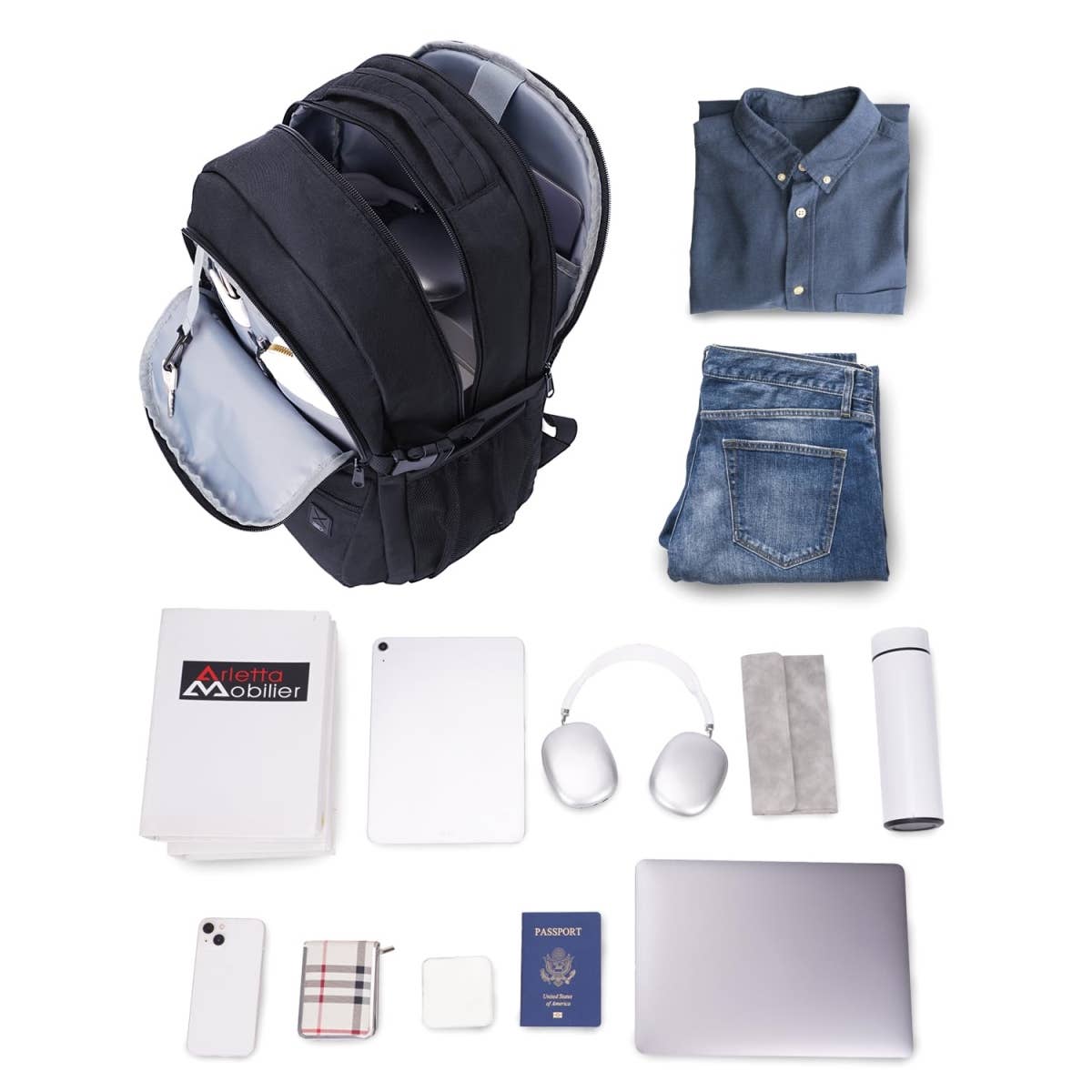 wandf – Großhandel Rucksack – Unisex – 18x14x8 Persönlicher Gegenstand Handgepäcktasche mit USB-Ladeanschluss35