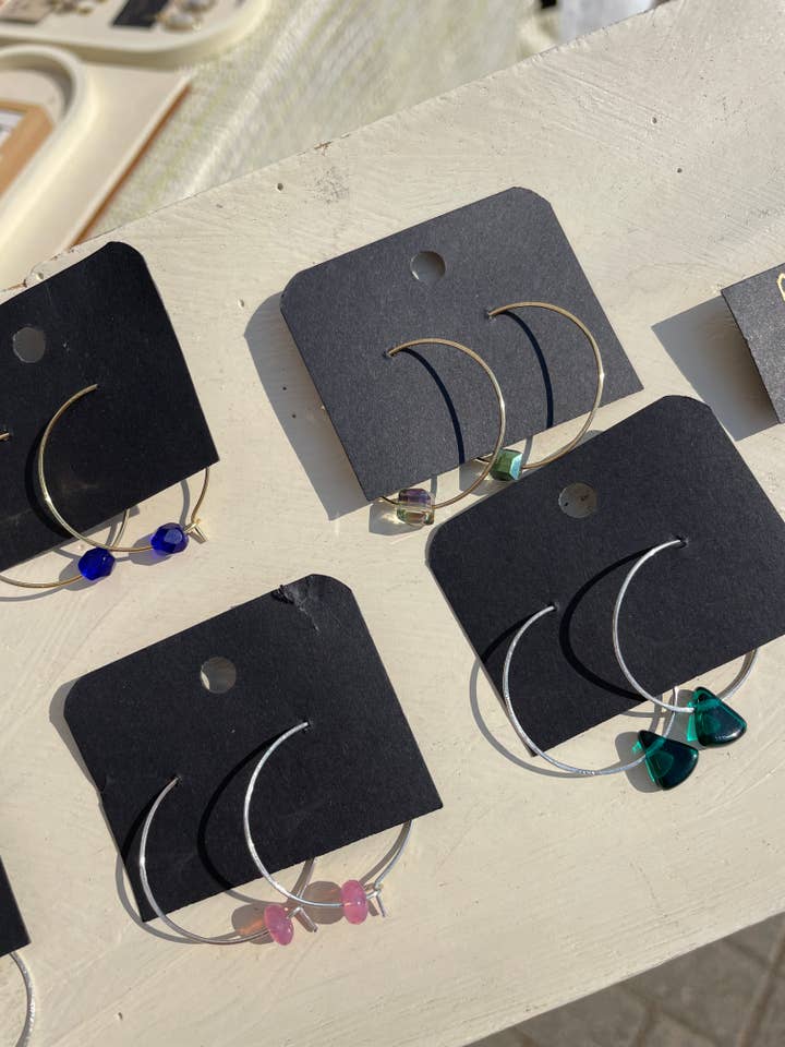 Assorted Beaded Hoop Earrings Sparkly Handmade for wholesale by Lynn Mineral