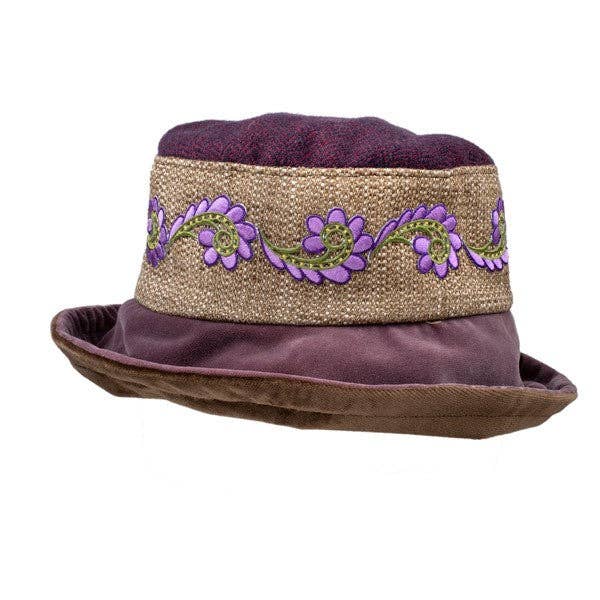 Vintage Purple Aubergine & Brown Soft Brim Ladies Hat, Limited edition. for wholesale by Proppa Toppa Hats