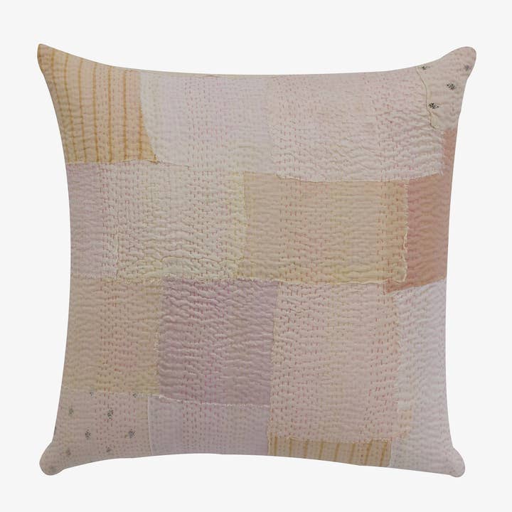 Mosaic Fray Handmade Vintage Kantha Pillow Cover- Shallot for wholesale by Maison Mieko