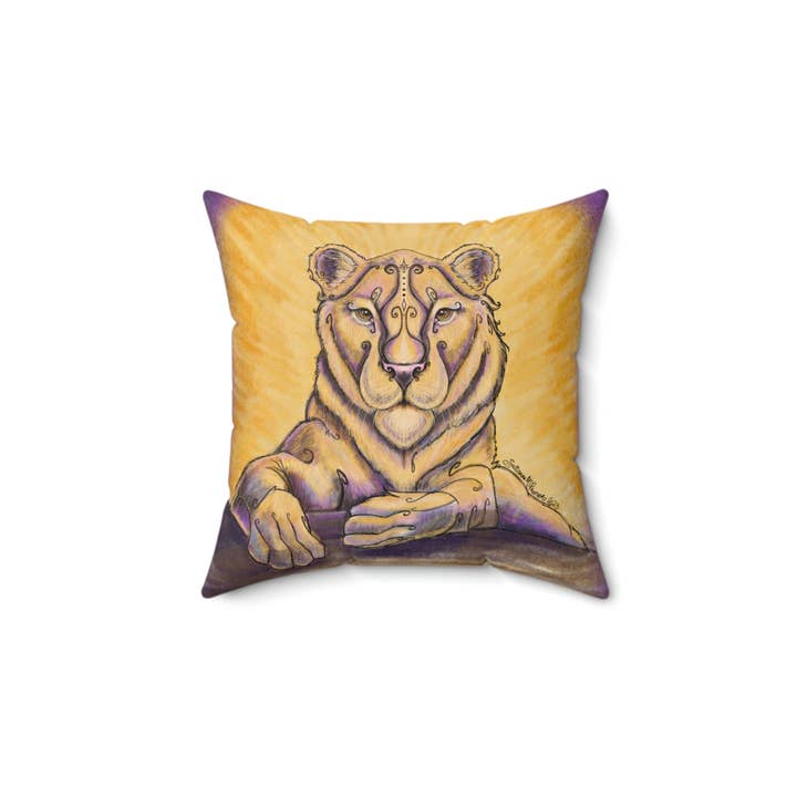 Bohemian Lioness 14x14 Throw Pillow Spun Polyester Square Pillow for wholesale by Art By: Julianna McPherson