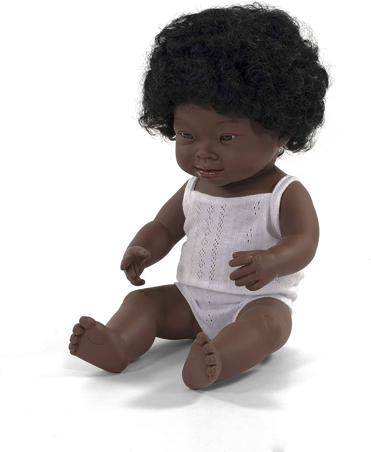 KsmToys - Venta al por mayor Muñeca - Niños - Muñeca de bebé con cabello suave y negro, niña con síndrome de Down, piel africana0