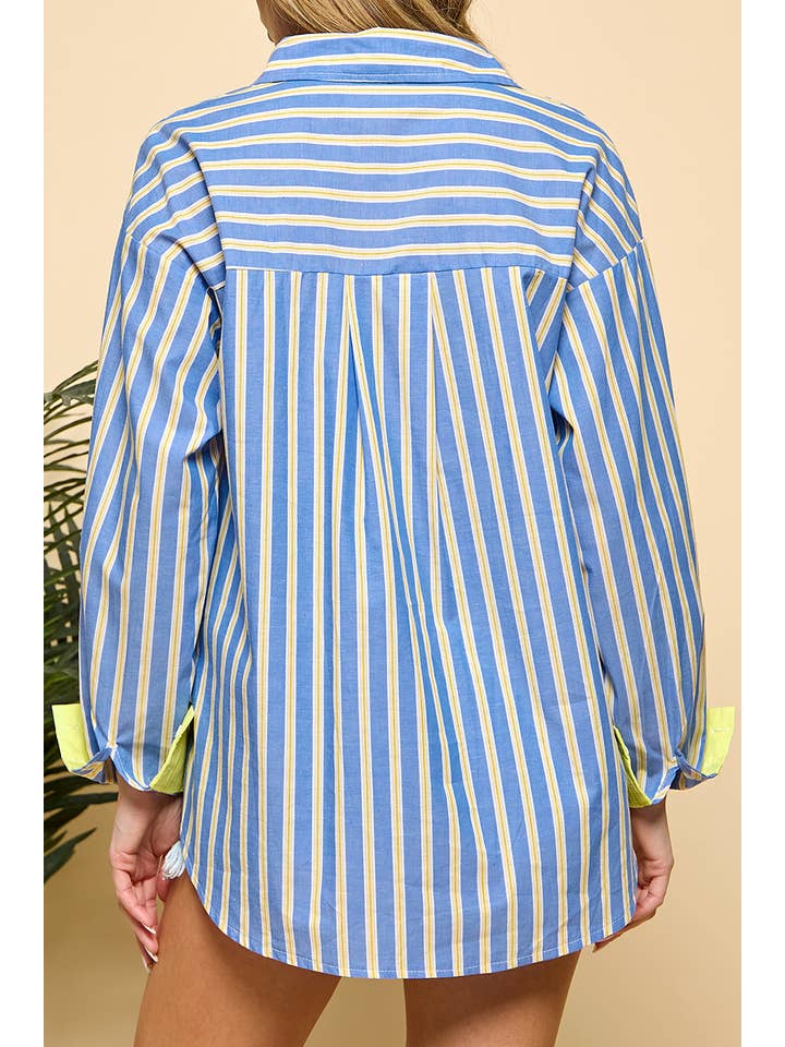 Blue Striped Long sleeved Shirt for wholesale on Faire10
