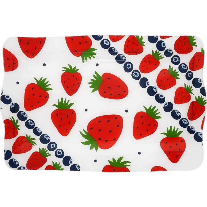 Strawberries - 16.75" x 11" Glass Serving Tray for wholesale by Pavilion