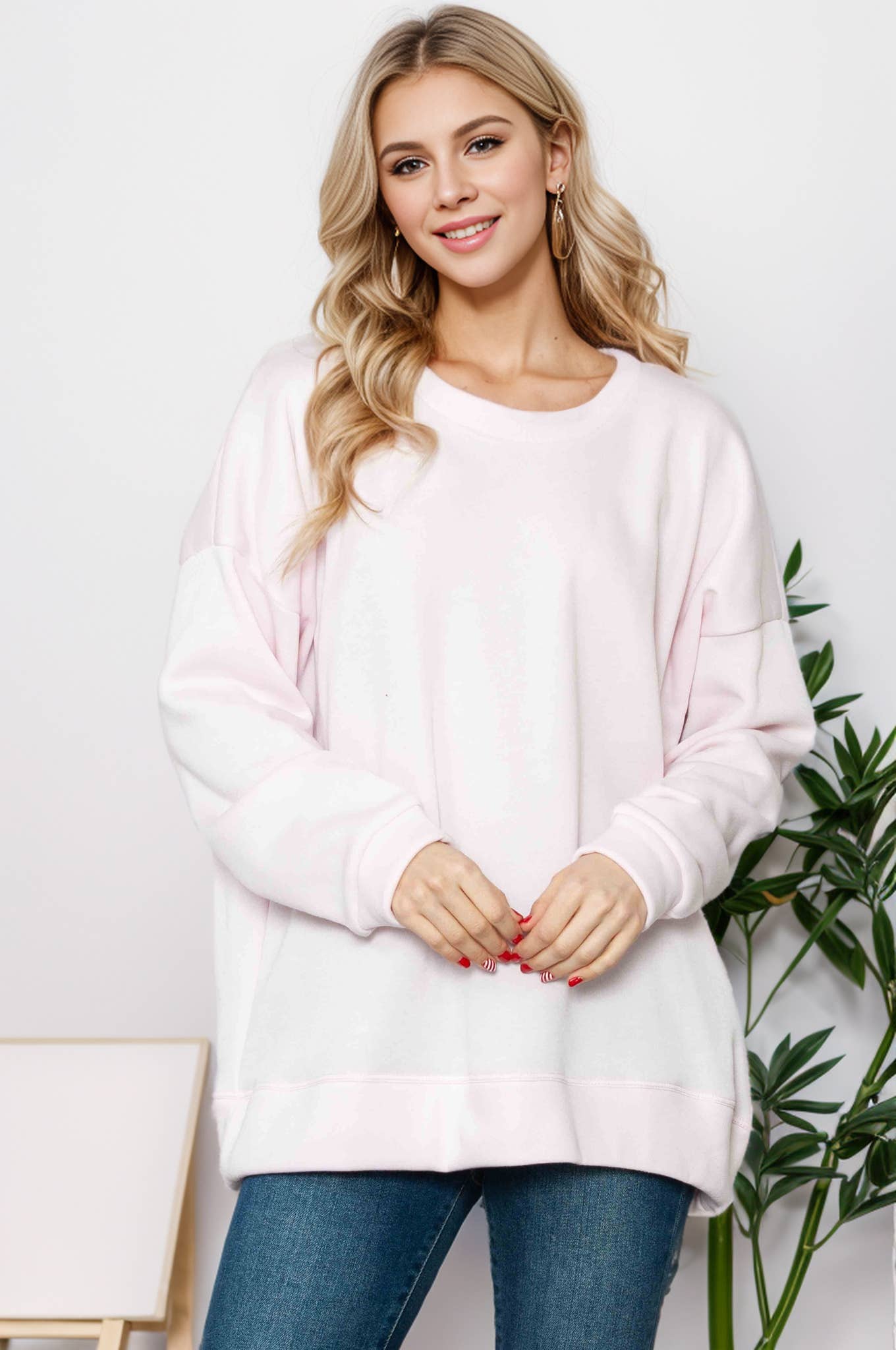 Burgundy Apparel - Vente Sweat-shirt – femme - SWEAT-SHIRT OVERSIZE EN POLAIRE UNIE (NOUVELLES COULEURS)7