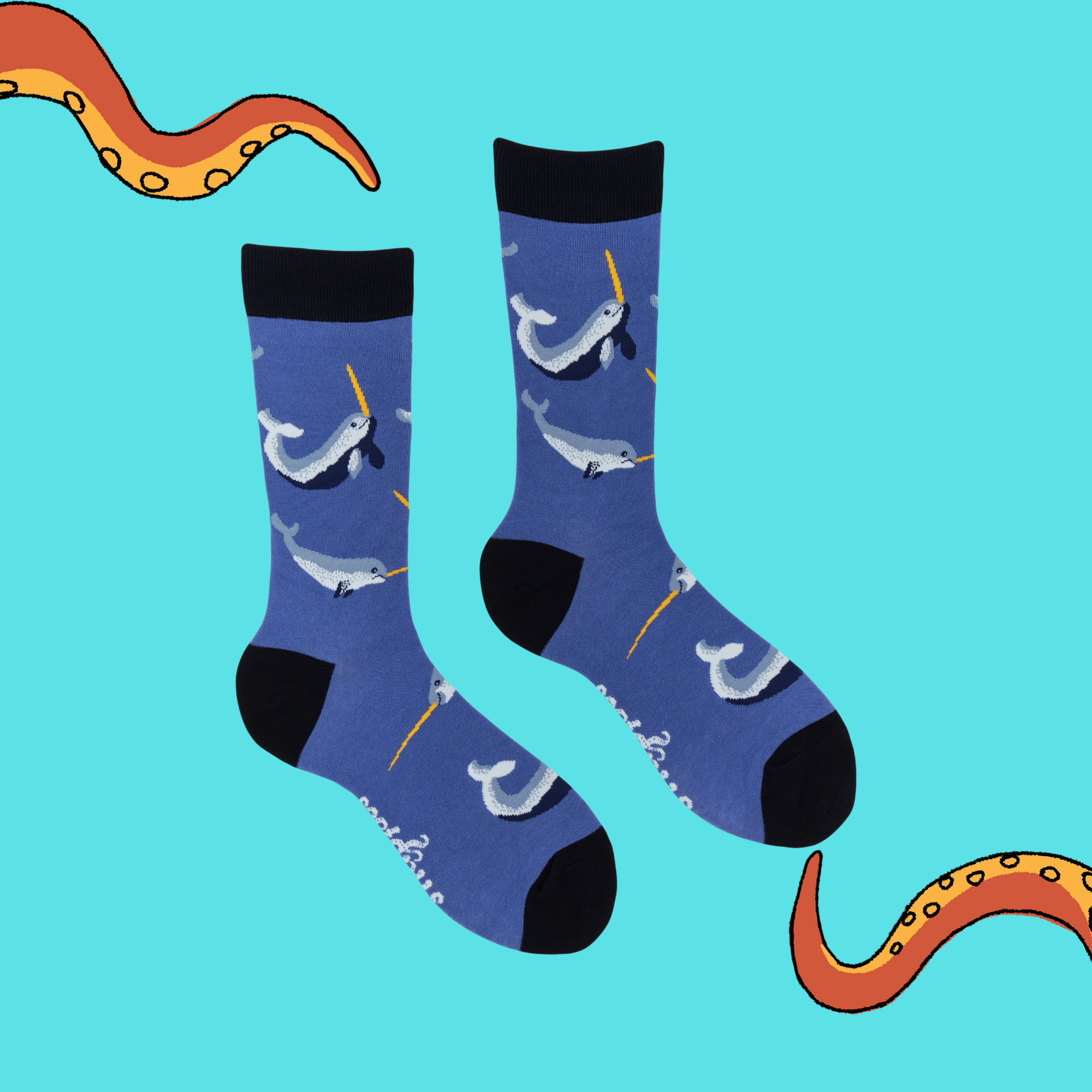BLUE Narwhal Socks - Sea Unicorn for wholesale on Faire2