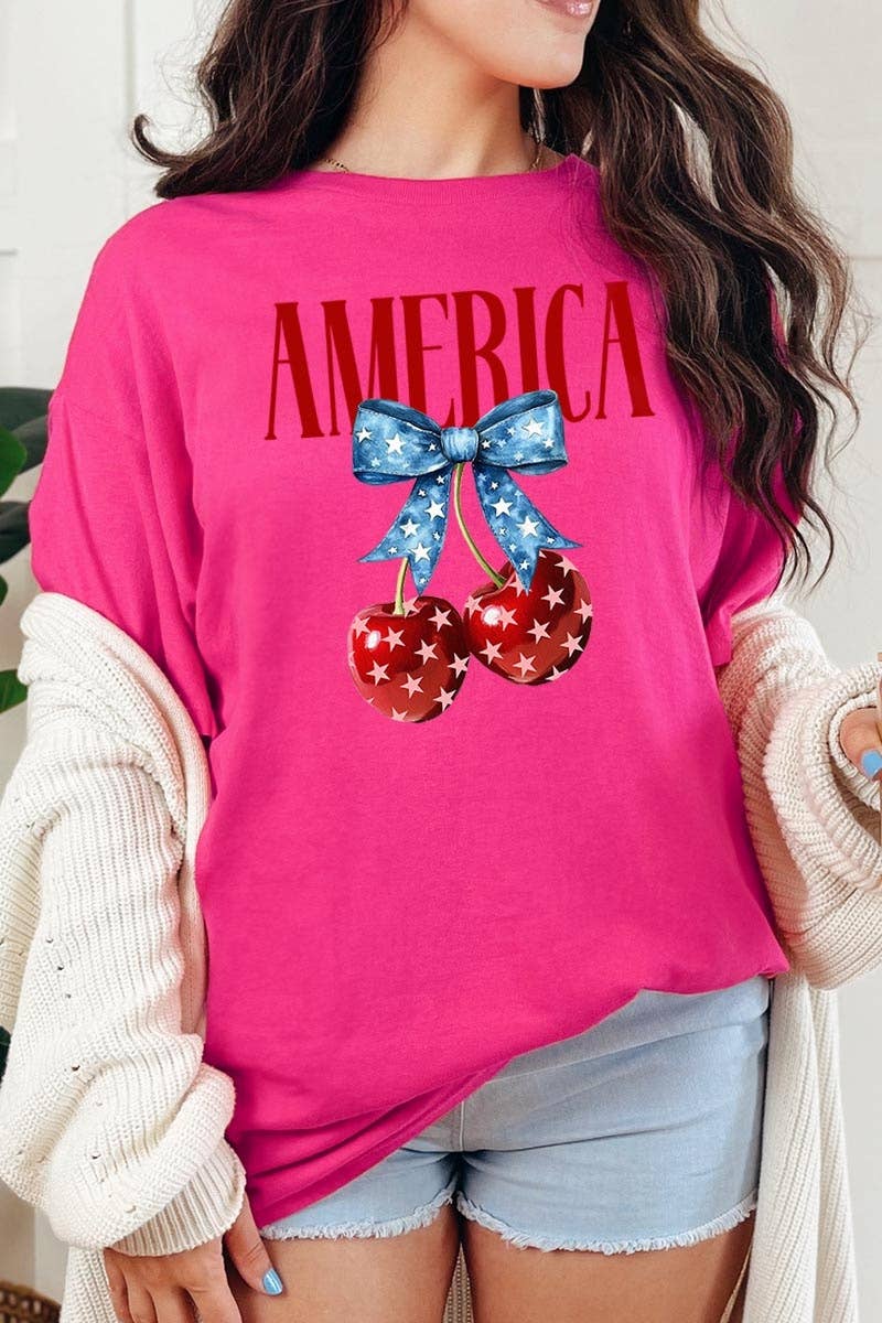 COLORBEAR - Wholesale T-Shirt (Graphic) - Women's - America Cherries Graphic Heavy Cotton Tee8