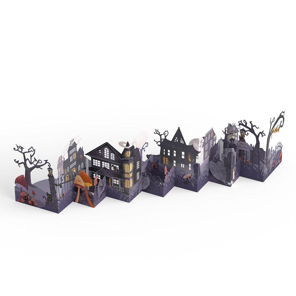 Lovepop Cards - Wholesale Halloween Card - Enchantingly Eerie Halloween Village Looooong Card 5x7"8