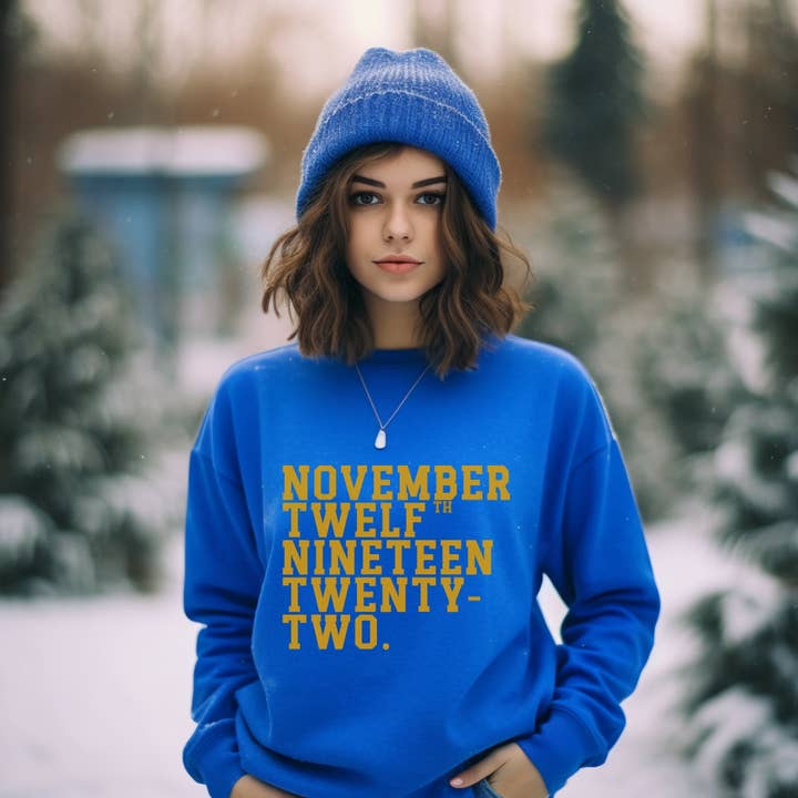 Vintage November Twelfth Crewneck Pullover Sweatshirt for wholesale by CoRo & Company