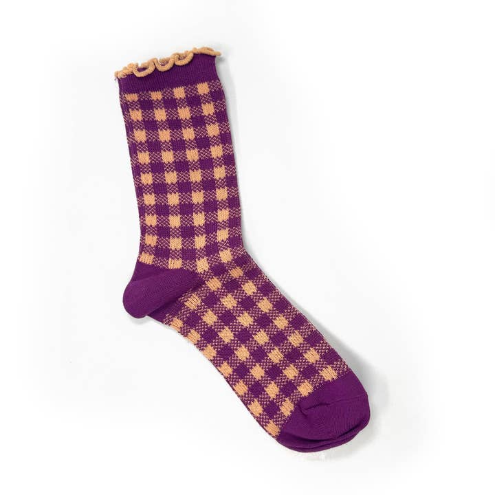 Gingham Ruffle Socks – Sweet & Colorful Retro Style for wholesale by Rainbow Unicorn Birthday Surprise