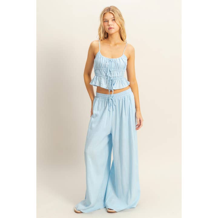 HYFVE - Wholesale Top & Pant Set (NOT Loungewear) - Women's - HF25C998-SET-Linen Cami Top And Wide Leg Pants Set