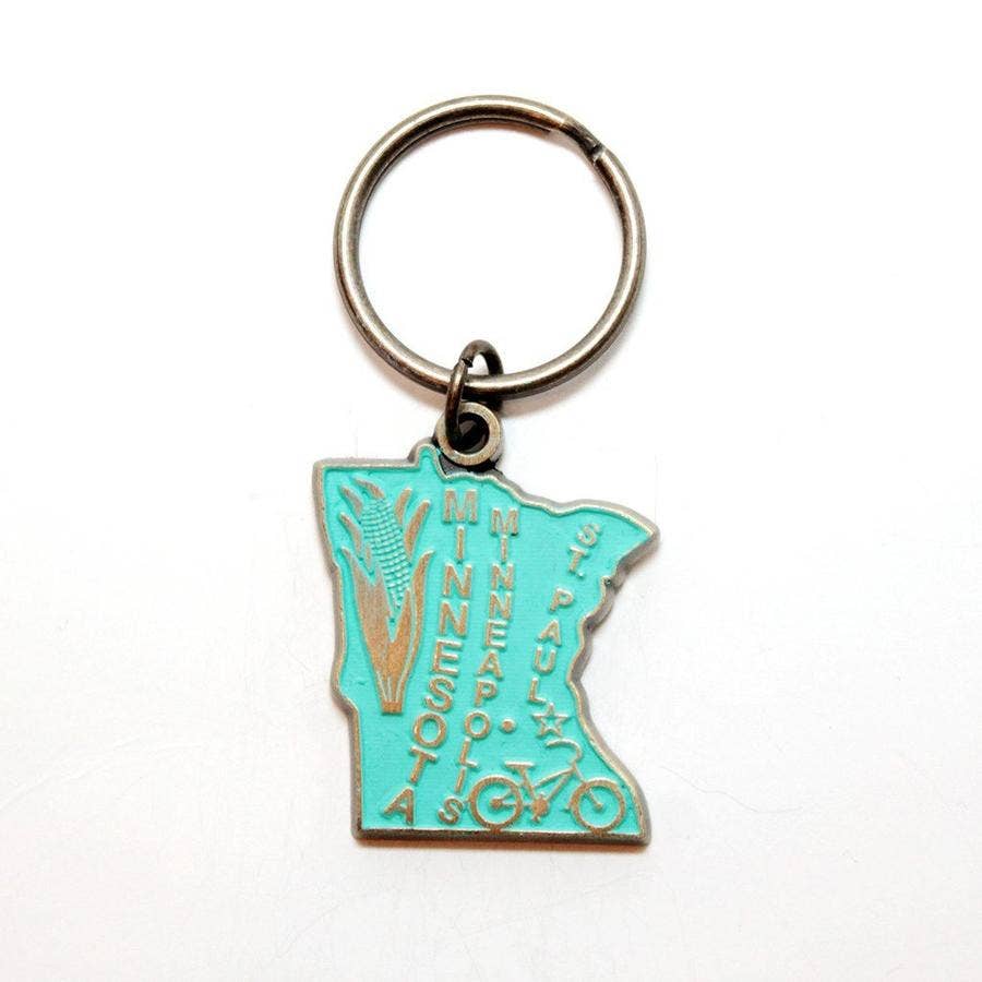 Gleeful Peacock - Wholesale Keychain - Unisex - Minnesota Keychain - High Quality Thick Metal State Love1