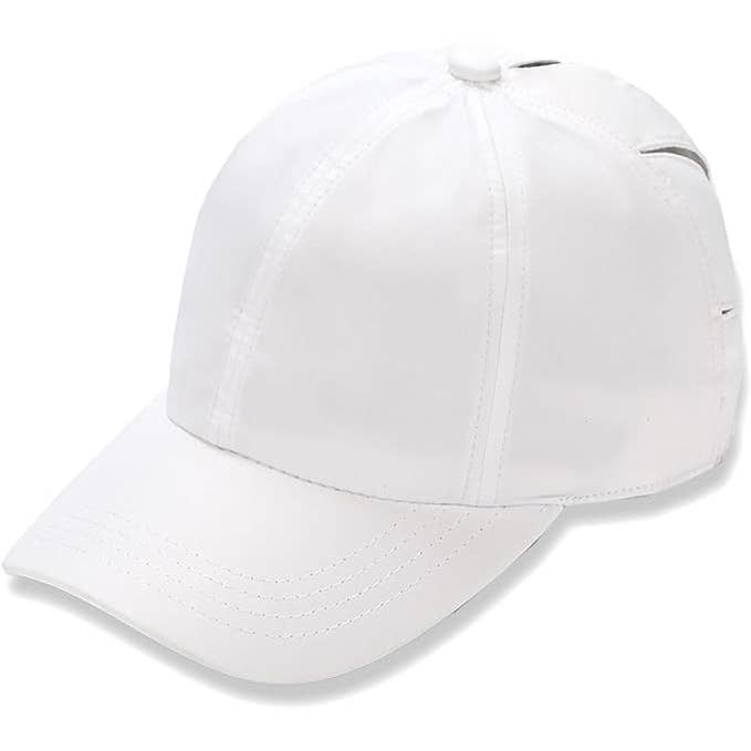 Funky Junque - Wholesale Ponytail cap – Women’s - 100% Polyester Sunshine Messy Bun High Ponytail Hat - White1