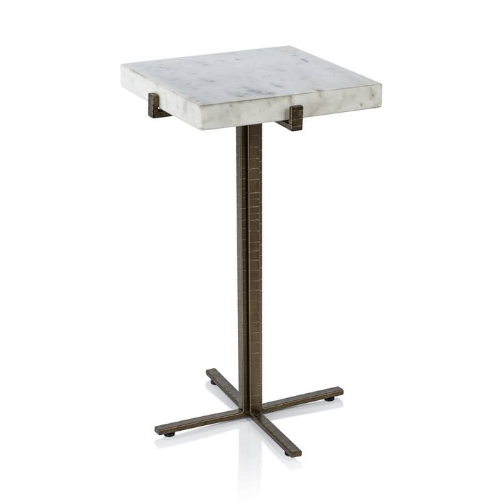 Mesa auxiliar Mayfair de mármol sobre latón envejecido para venta al por mayor de Zodax