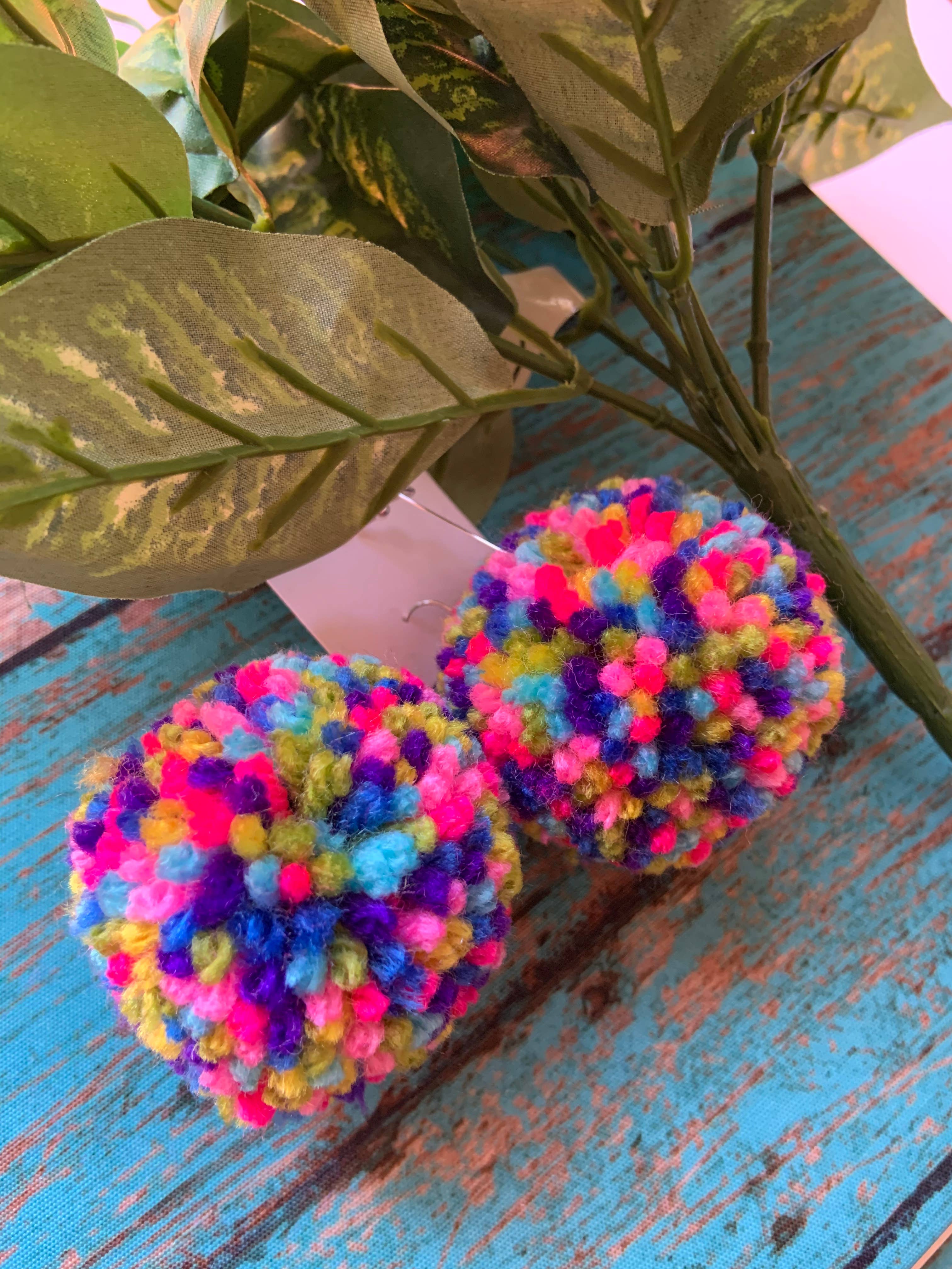 Lovelybeadz - Wholesale Dangle Earrings - Multi color Pom Pom Earrings2