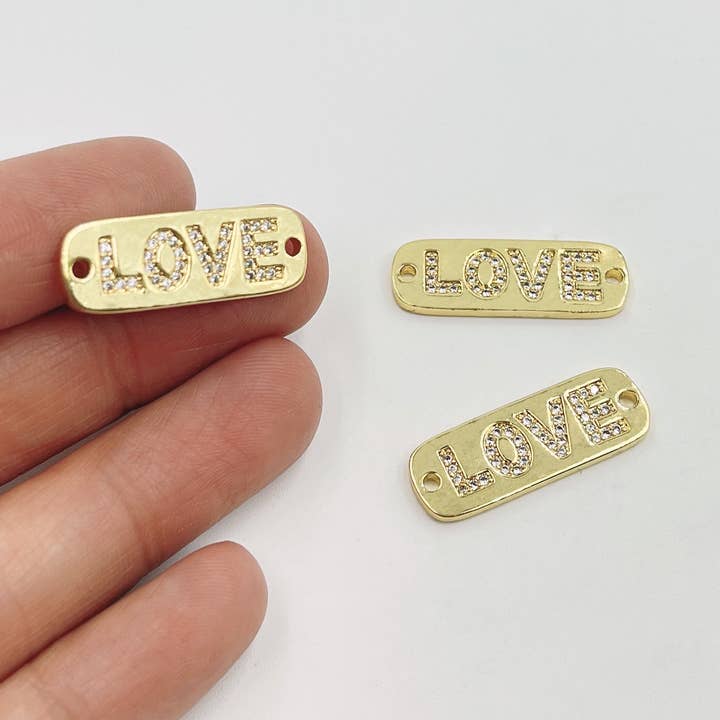 Gold Filled Love Charm Connector CZ Micro Pave, CP1662 for wholesale by Beads Creation