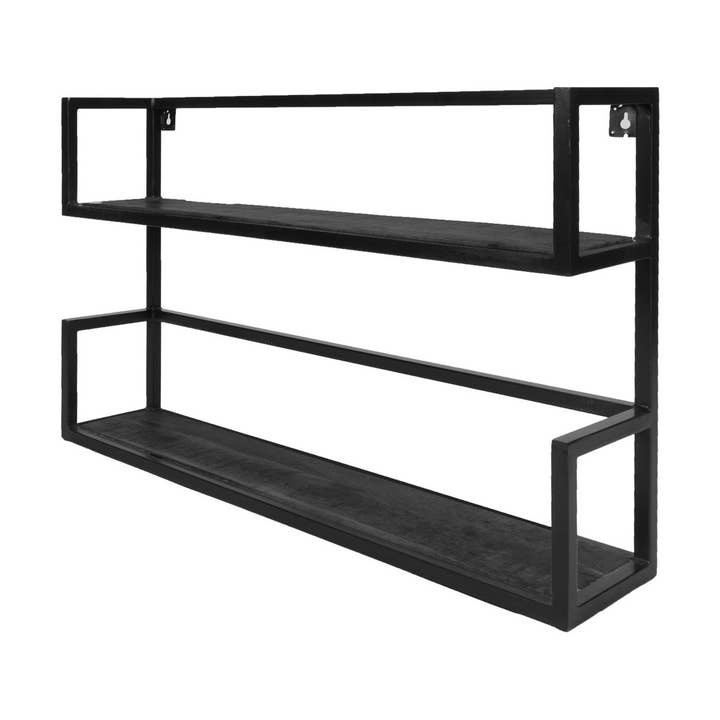 Wall Shelf Vintage Black Mango Wood - Duo for wholesale by Home67