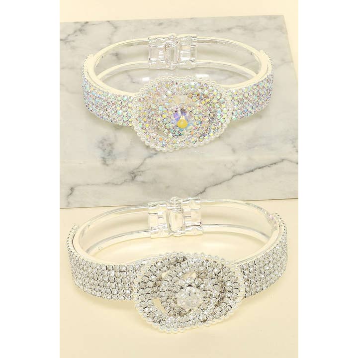 anbfashion - Wholesale Charm/Dangle Bracelet - RHINESTONE PAVE INFINITY SYMBOL HINGE BRACELET BY12474