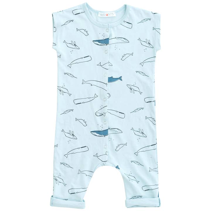 Kurzärmliger Strampler Whale für den Großhandel von Tiny Giants Clothing