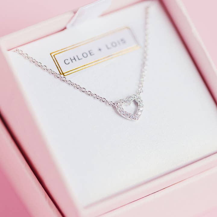 Chloe + Lois - Wholesale Pendant/Charm Necklace - Mini Pave Heart Necklace5
