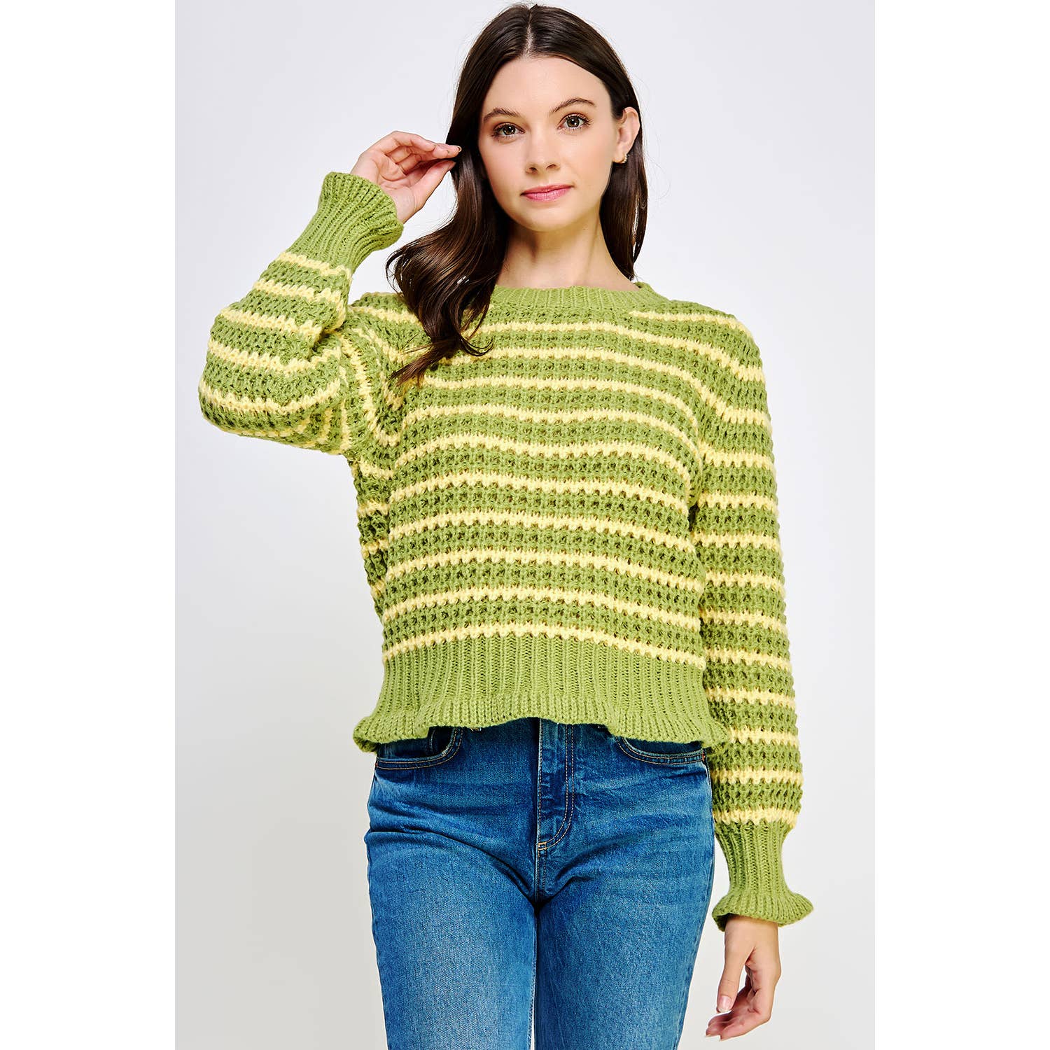 Strut & Bolt - Wholesale Pullover-trui - Dames - Gehaakte trui met gestreepte print0