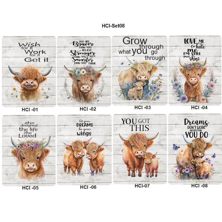 Highland Cow Inspirational Metal Signs (5"x7") - Individual Reorder for wholesale by Cut-n-rust LLC