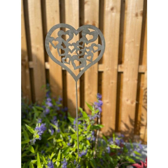 Langs - Wholesale Garden/Lawn Stake - Metal Heart Cutout Garden Stake Grey Metal