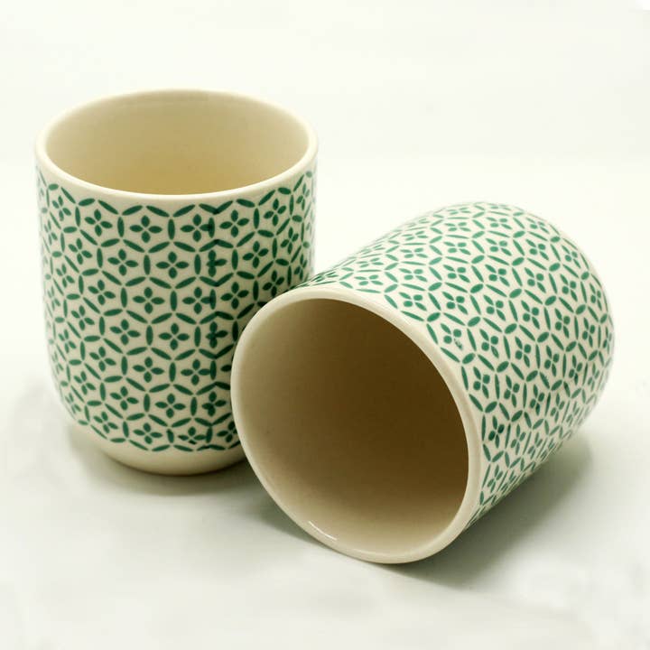 Ancient Wisdom - Wholesale Coffee/Tea Cup - Herbal Tea Cup - Green Mosaic