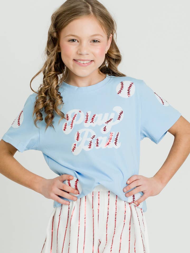 Chemise Enfant Bleu Clair Play Ball pour la vente par Belle Cher