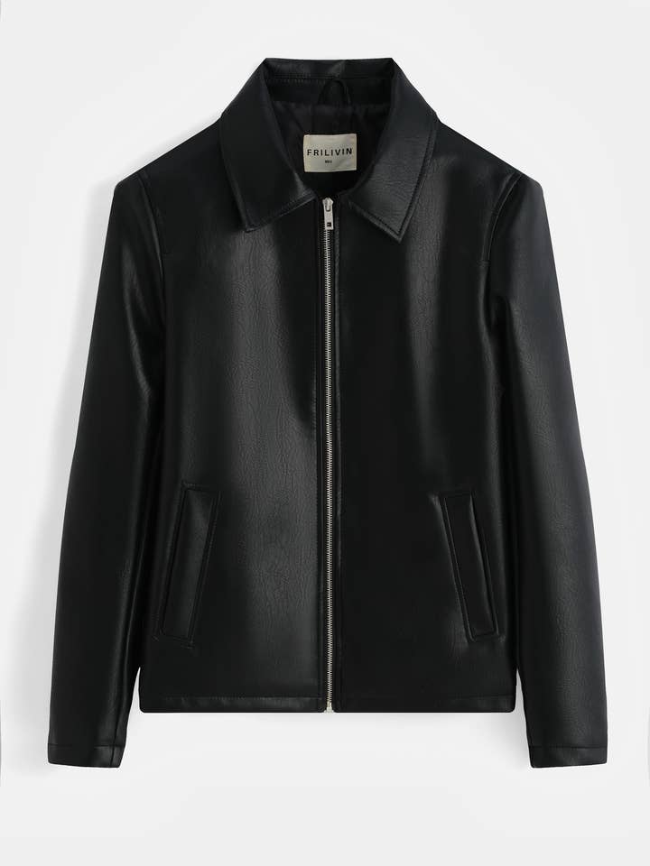 HP11I05-1 Casaco básico em pele sintética por atacado de Frilivin