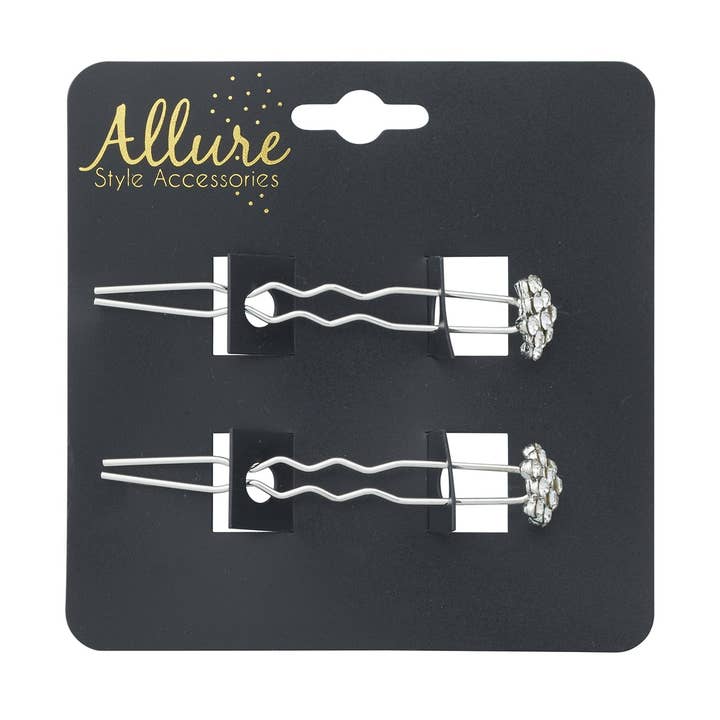 Épingles à cheveux Allure en forme de chignon en strass, simples pour la vente par Allure Style Accessories