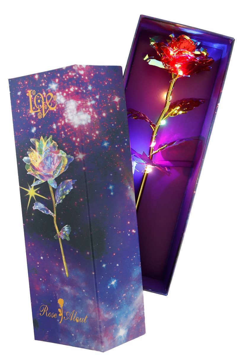 ASSORTED Holographic Led Light-up Galaxy Rose Gift Box for wholesale on Faire3