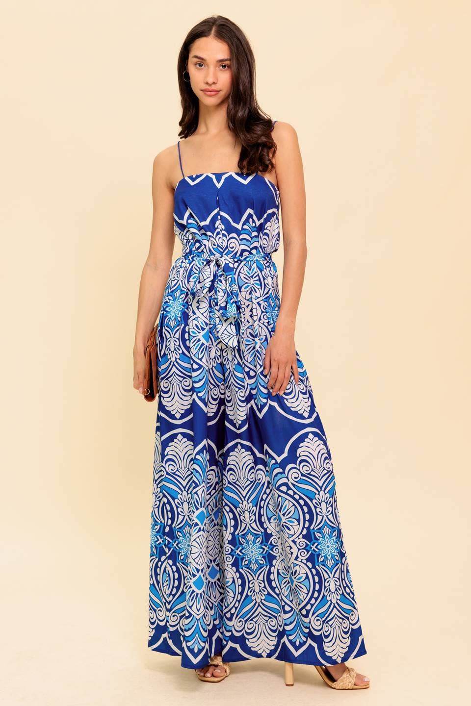 NAVY BLUE A printed woven jumpsuit - IP8831 for wholesale on Faire1