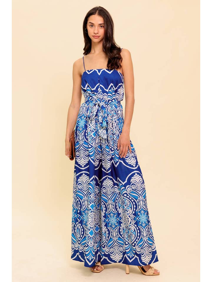 NAVY BLUE A printed woven jumpsuit - IP8831 for wholesale on Faire1