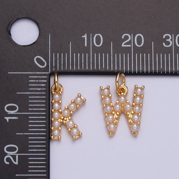Aim Eternal - Wholesale Individual Charm/Pendant - Mini Alphabet Pearl Charm Tiny Pearl Initial Charm 16K Gold Filled Charm for Personalized Jewelry | A-313-A-3253