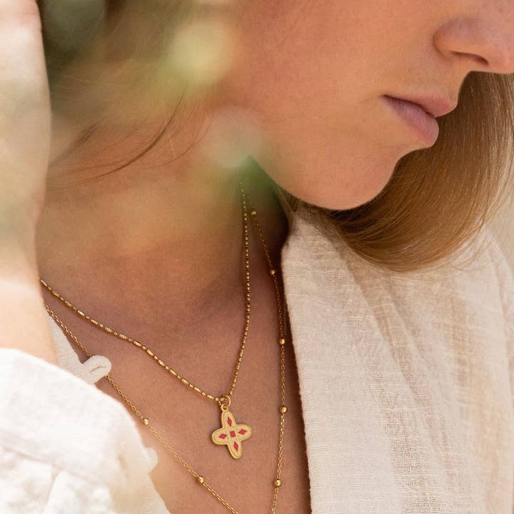 Bacci - Wholesale Pendant/Charm Necklace - Gold Necklace - Adriana - Red Tangerine1