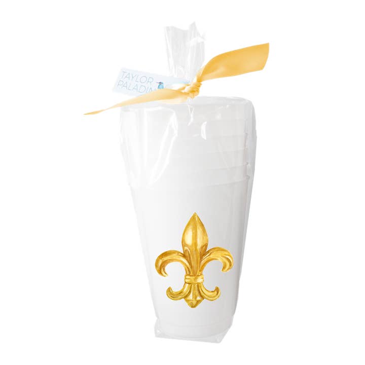 Gold Fleur De Lis Frosted Cups | Set of 6 for wholesale by Taylor Paladino