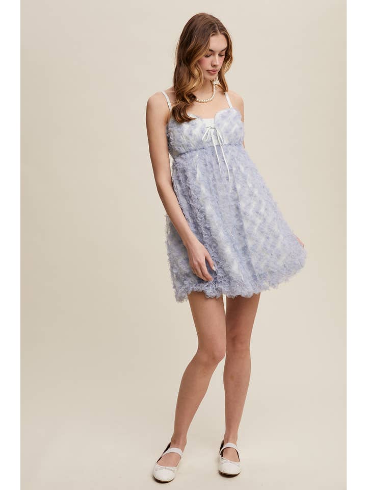 Listicle - Wholesale Dress - Women's - Fluffy Mesh Lace Layered Mini Dress24